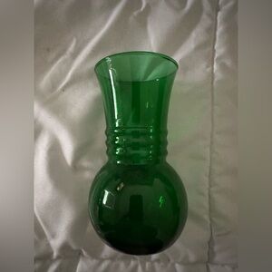 Vintage Anchor Hocking Green Glass Vase 6.5"